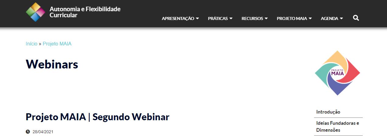 Webinars recentes Projeto MAIA