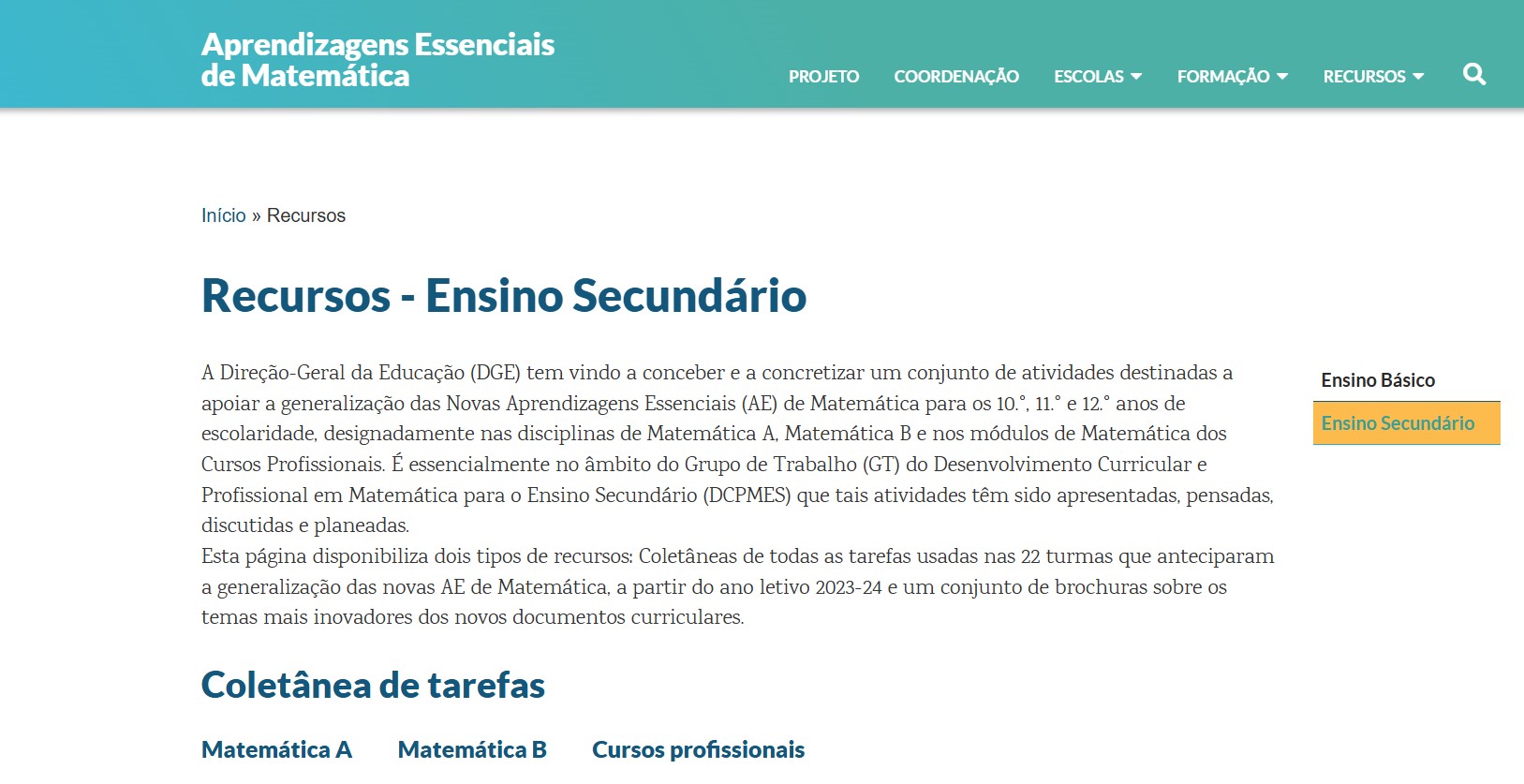 APRENDIZAGENS ESSENCIAIS DE MATEMÁTICA - AE-DGE 2025